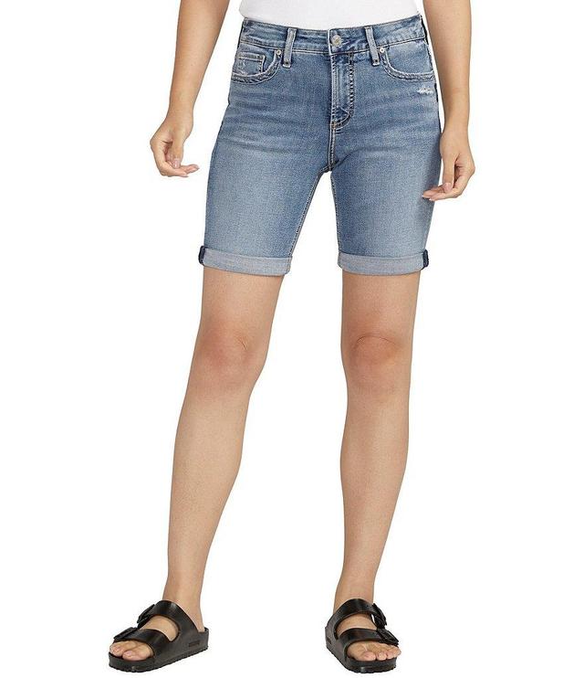 Silver Jeans Co. Elyse Mid Rise Power Stretch Rolled Cuff Bermuda Shorts Product Image