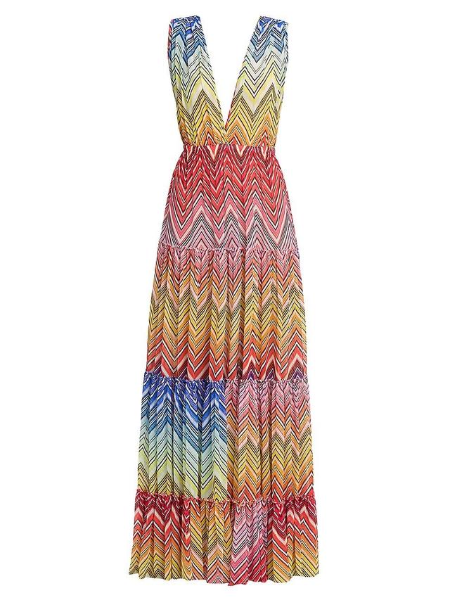 Womens Sleeveless Zigzag Maxi Dress Product Image