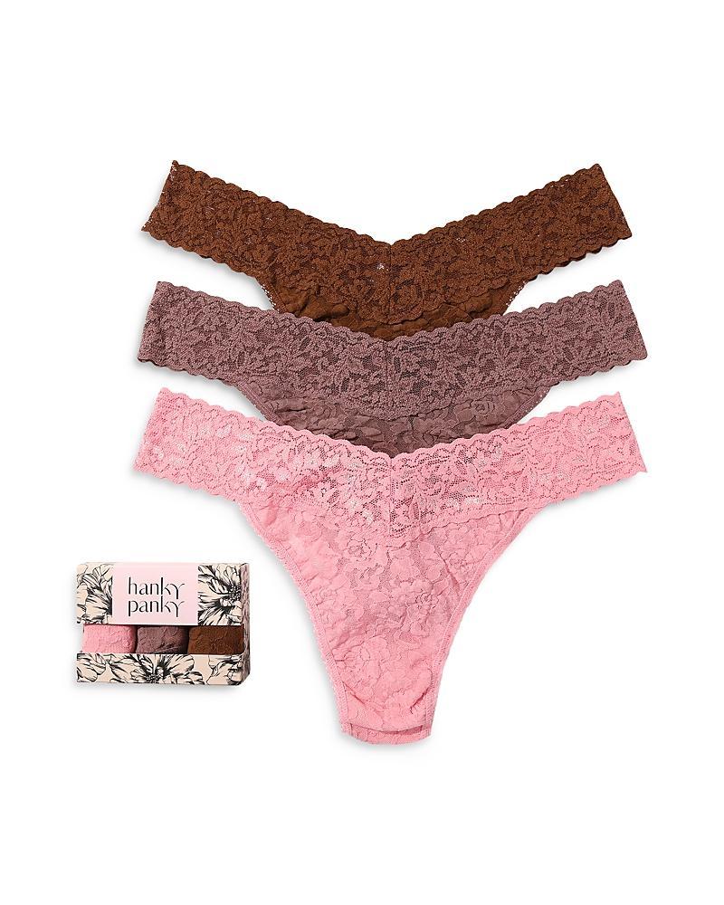 Hanky Panky Womens Signature Lace Original Thong 3 Pack - Pink Lady Product Image