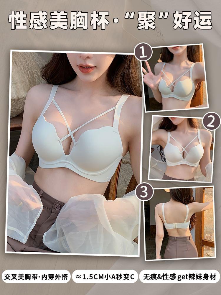 Plain Cross Strap Bra Product Image