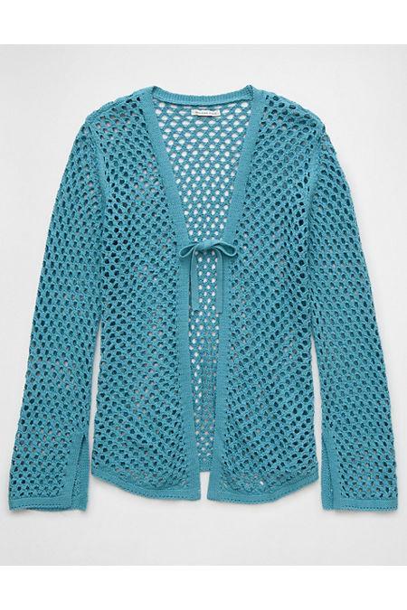 AE Tie-Front Crochet Cardigan Women's Product Image