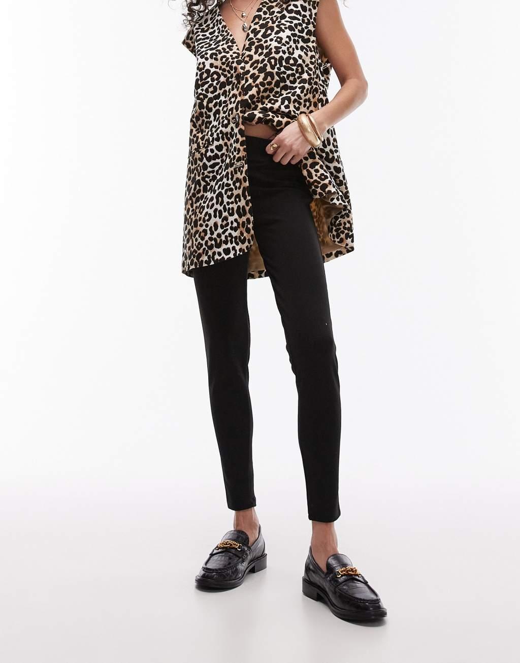 Topshop full length heavy weight legging in black Product Image