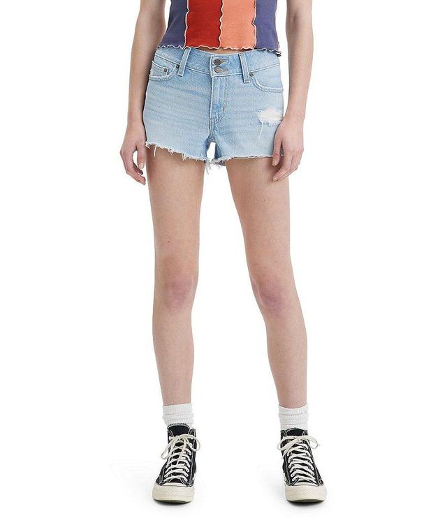 Levi's® Super-Low Low Rise Frayed Hem Cut Off Shorts Product Image