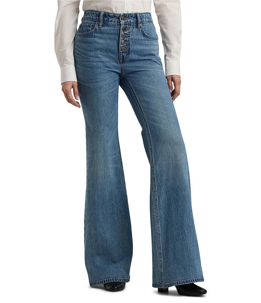 Lauren Ralph Lauren High Rise Full Length Flare Denim Jeans Product Image