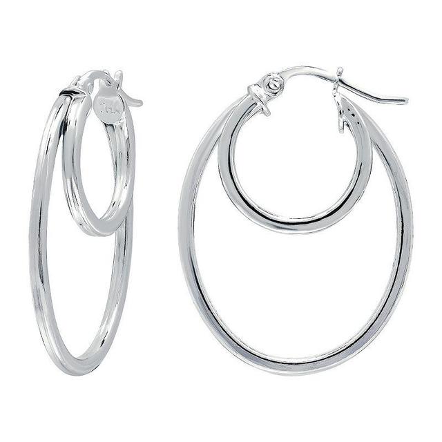 Aleure Precioso Sterling Silver Double Oval Hoop Earrings, Womens Product Image