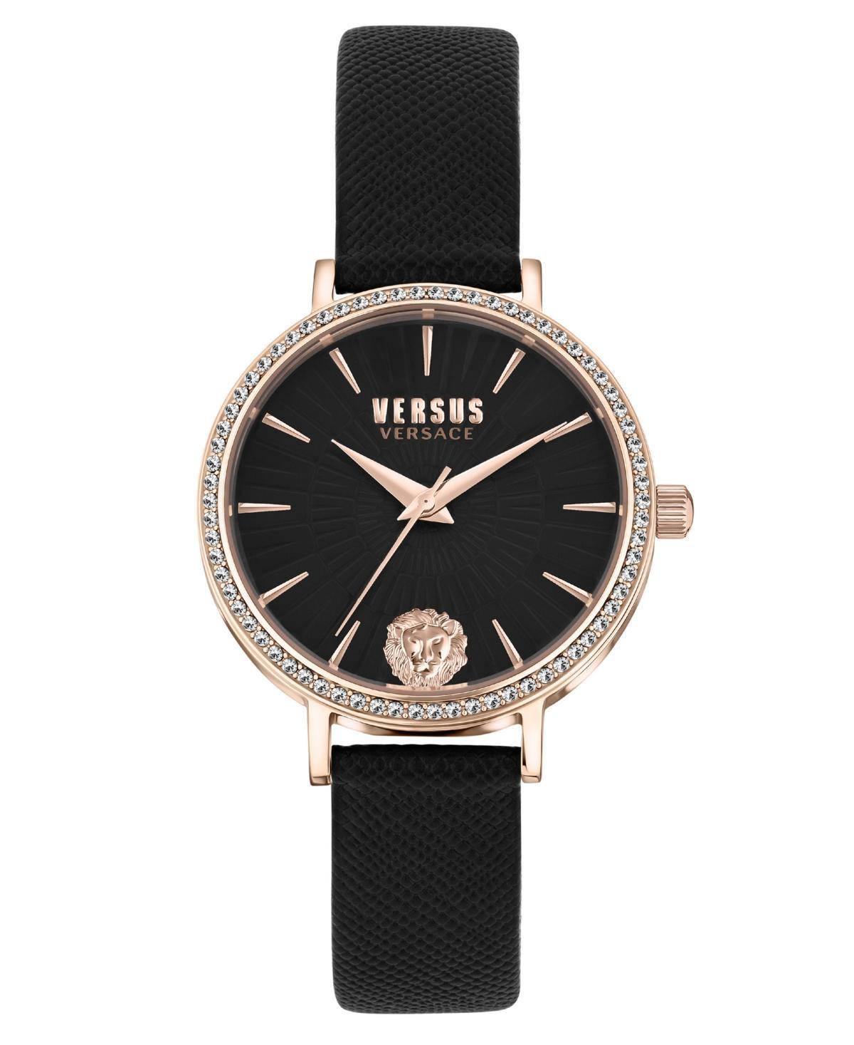 Versus Versace Womens Three-Hand Quartz Mar Vista Black Leather Strap 34mm Product Image