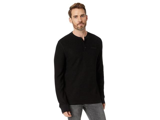 Karl Lagerfeld Paris Ribbed Long Sleeve Henley with Signature Logo Men's Clothing Product Image