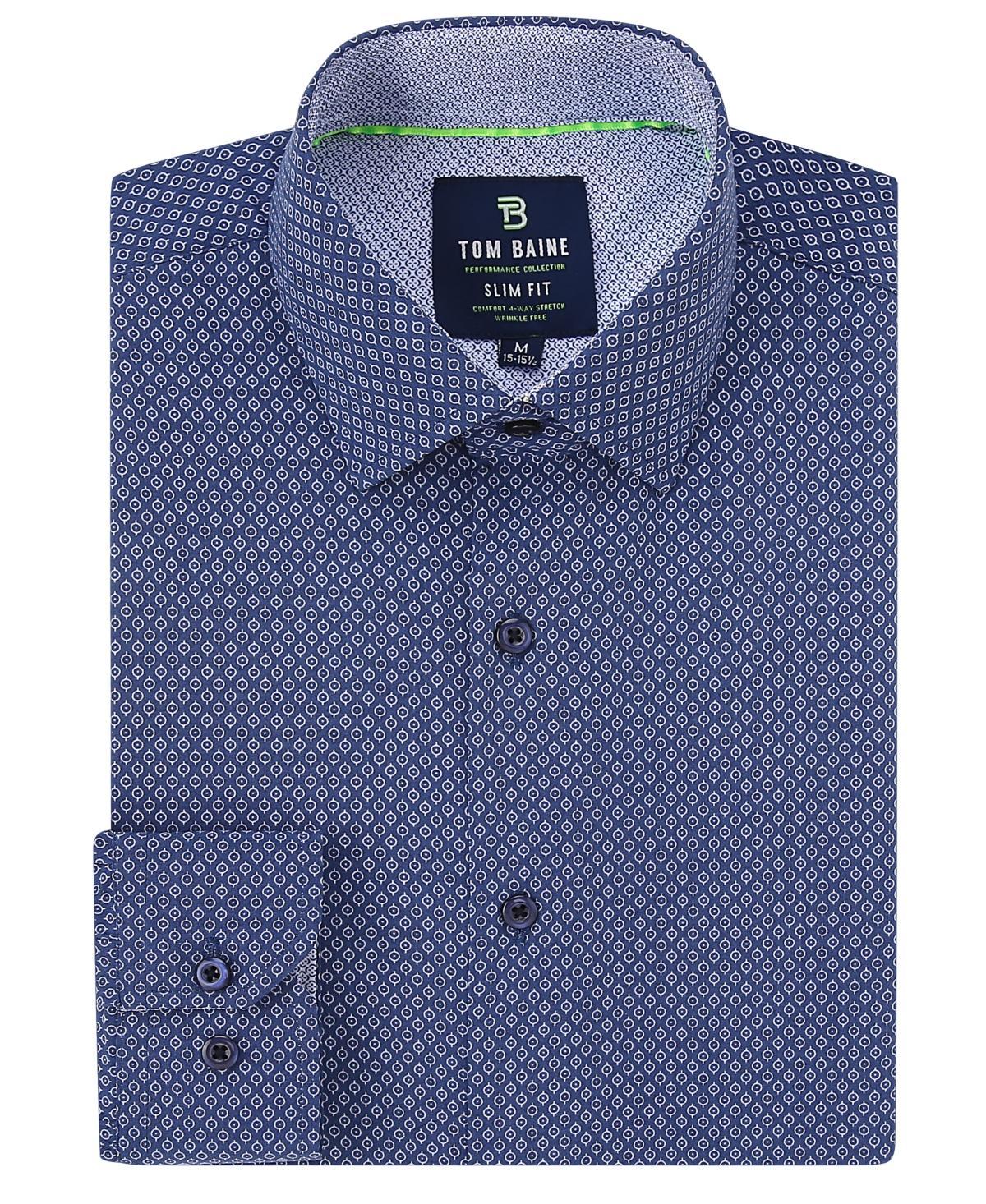 Tom Baine Mens Performance Slim Fit Medallion Shirt - Navy Product Image