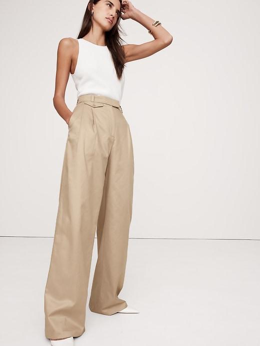 Carmel Pleated Wide-Leg Pant Product Image