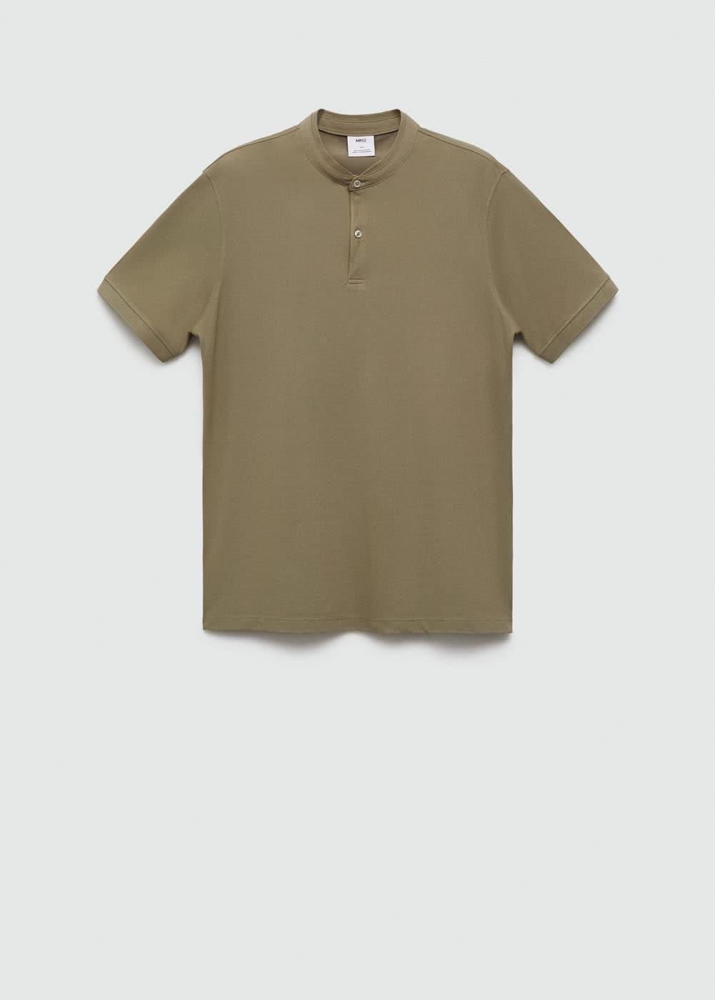 MANGO MAN - Cotton pique polo shirt with mao collar khakiMen Product Image