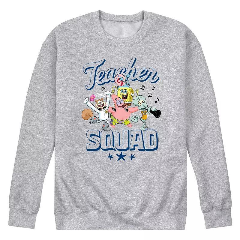 Mens SpongeBob SquarePants Teacher Squad Fleece Sweatshirt Grey Gray Product Image