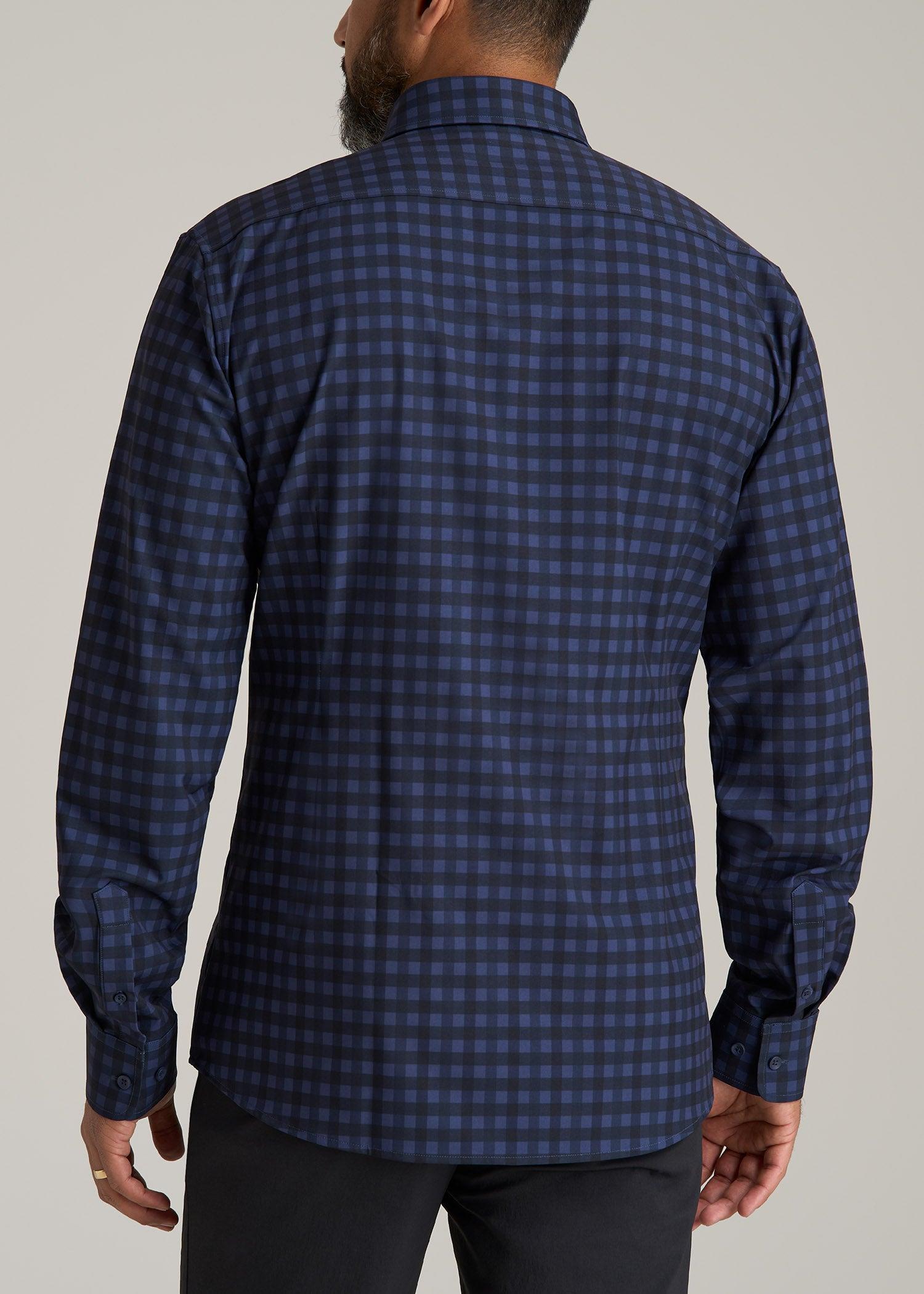 Traveler Stretch Dress Shirt for Tall Men in Deep Violet Gingham Male Product Image