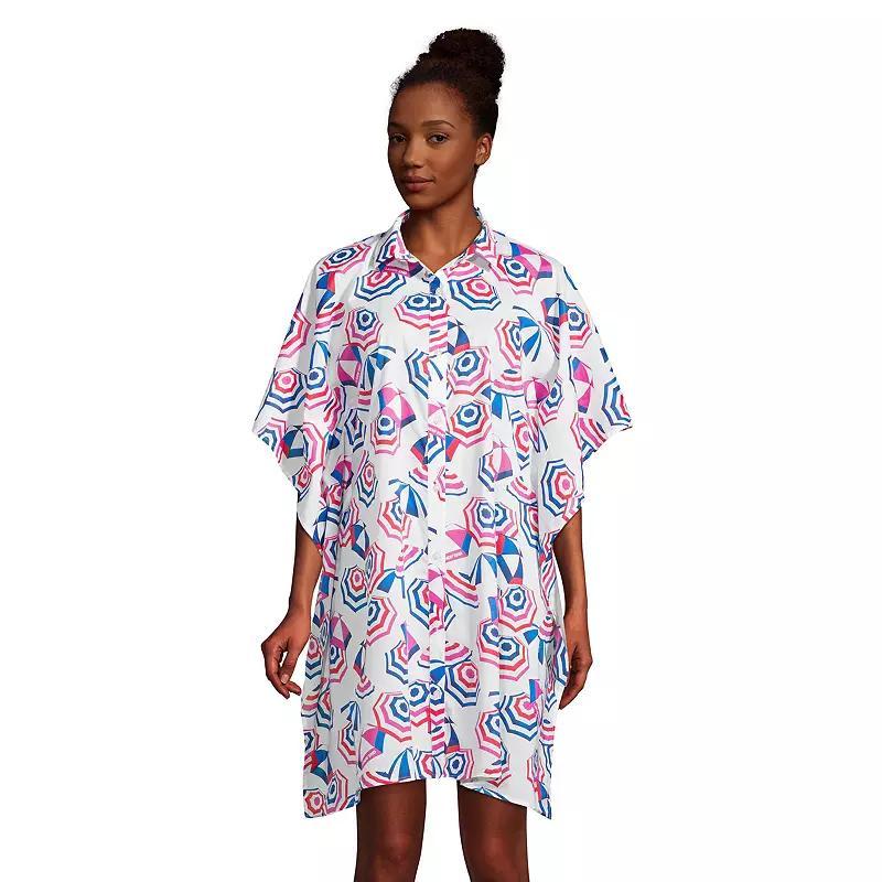 Womens Lands End Poplin Swim Cover-Up Shirtdress Product Image