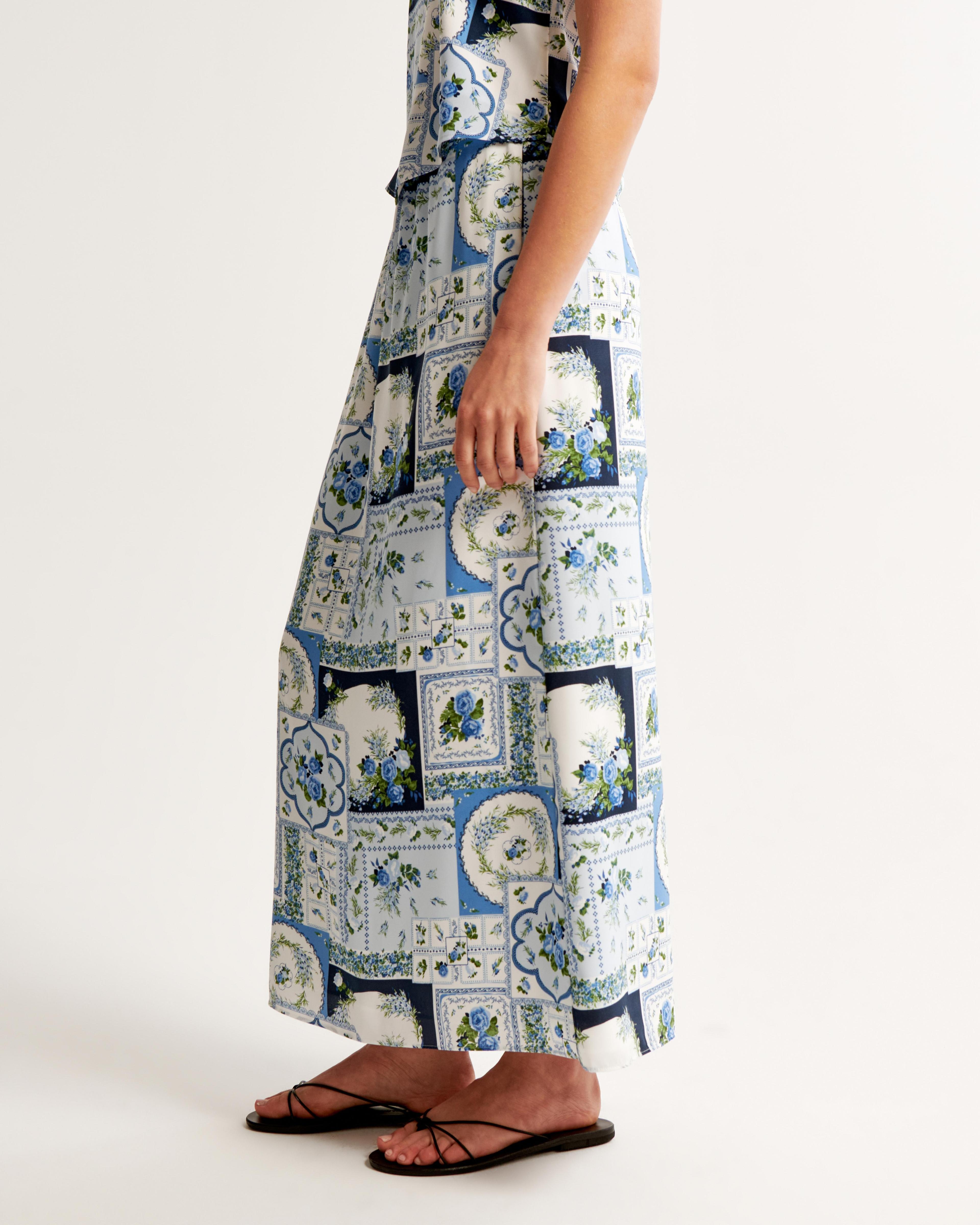 Faux Silk Maxi Skirt Product Image