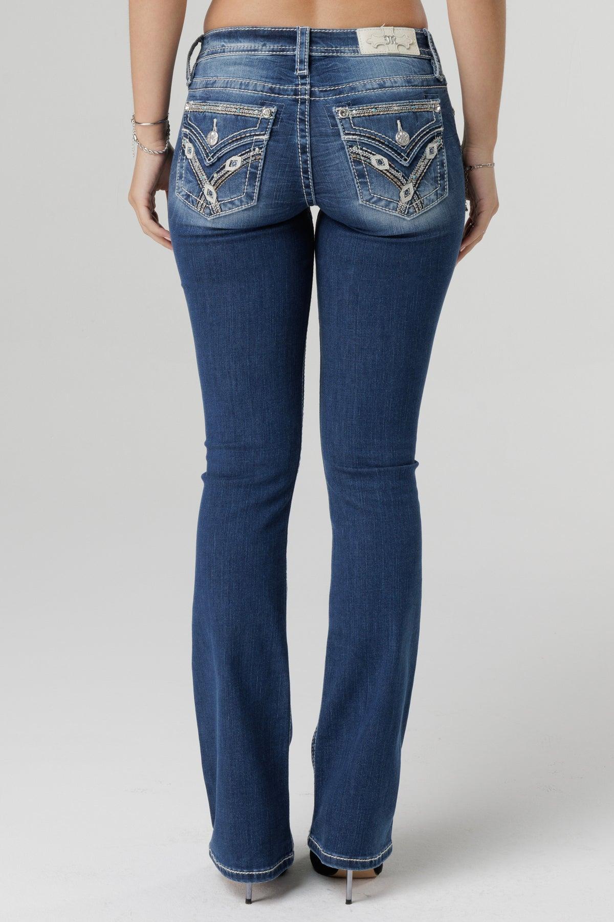 Stitched and Jaded Bootcut Jeans Product Image