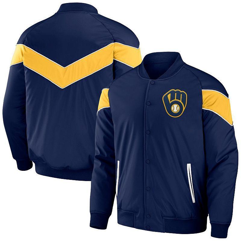 Mens Darius Rucker Collection by Fanatics Milwaukee Brewers Baseball Raglan Full-Snap Jacket Blue Product Image