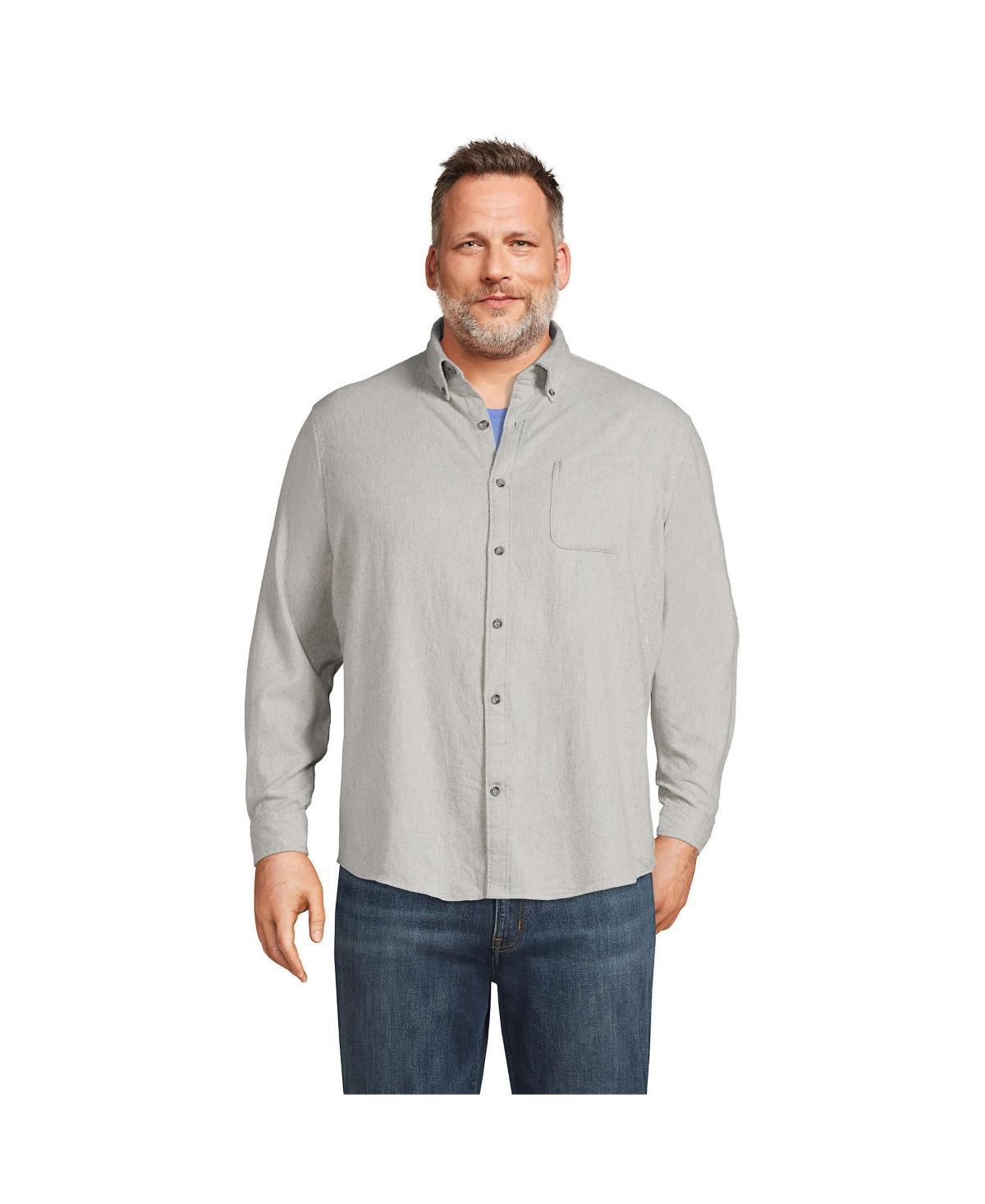 Big & Tall Lands End Traditional-Fit Flagship Flannel Button-Down Shirt, Mens Product Image