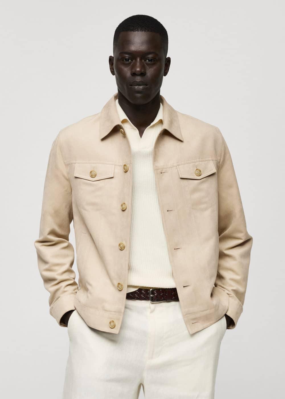 MANGO MAN - Suede-effect jacket with pockets beigeMen Product Image