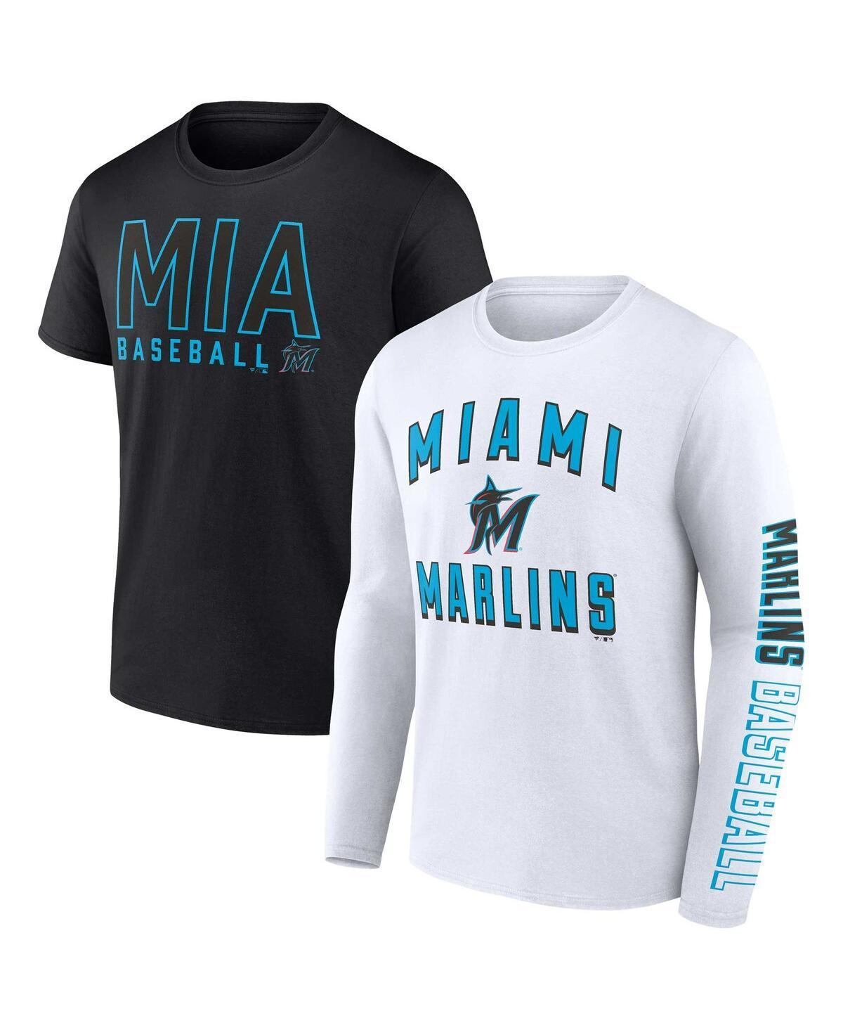 Mens Fanatics Branded /White Miami Marlins Two-Pack Combo T-Shirt Set Product Image