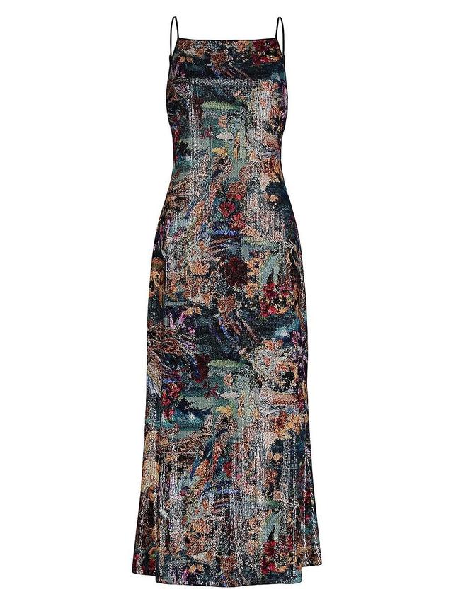 Womens Jolie Floral Sequin Sleeveless Midi-Dress Product Image