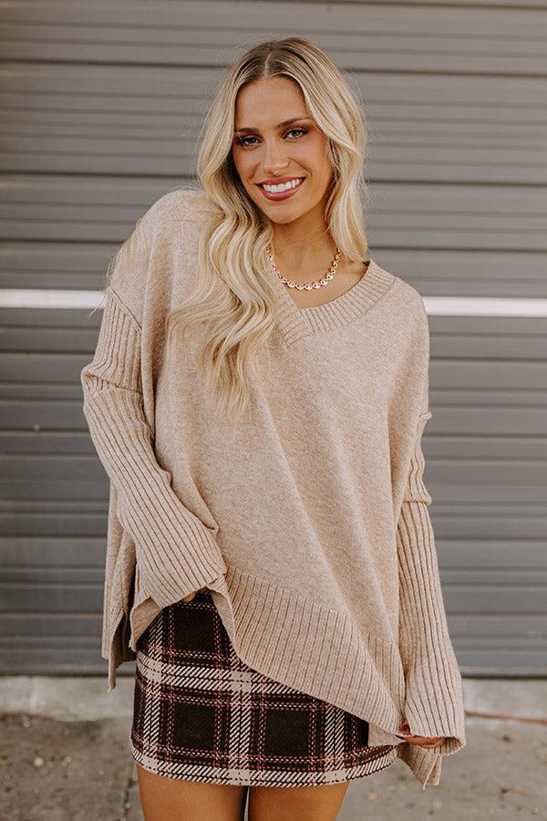 Falling Leaves Knit Sweater in Iced Latte Product Image