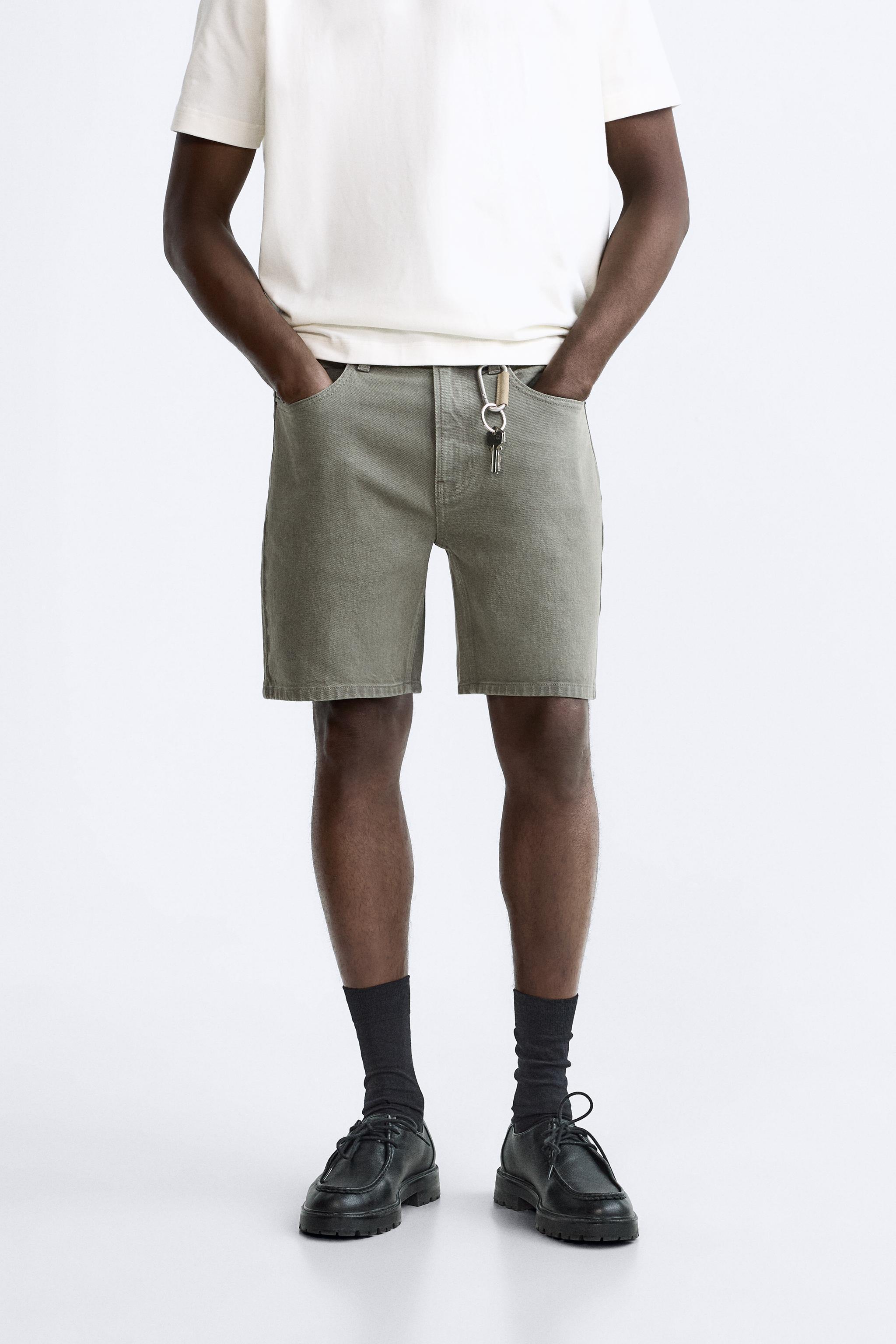 SOLID COLOR DENIM SHORTS Product Image