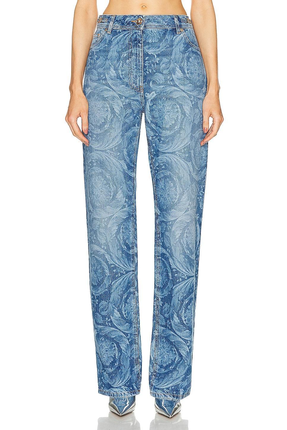 VERSACE Straight Leg in Medium Blue - Blue. Size 26 (also in 24, 25). Product Image