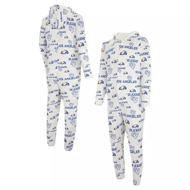 Mens Concepts Sport White Los Angeles Rams Allover Print Docket Union Full-Zip Hooded Pajama Suit Product Image