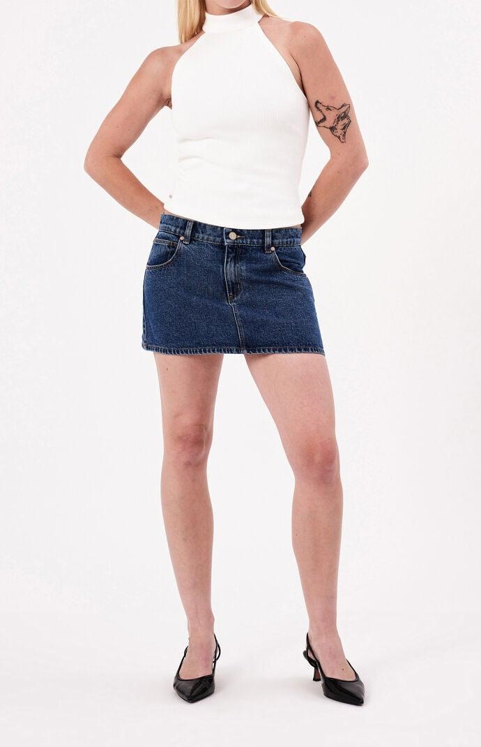 ABRAND Women's Bella 99 Low Rise Denim Mini Skirt Product Image