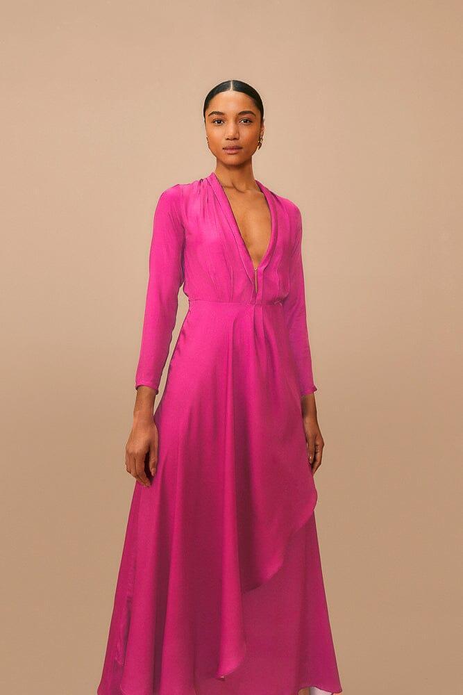 Pink Long Sleeve Maxi Dress Product Image