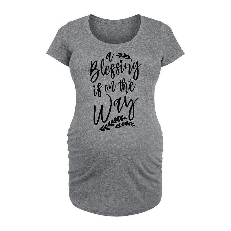 Maternity A Blessing Is On The Way Graphic Tee, Womens Grey Gray Product Image