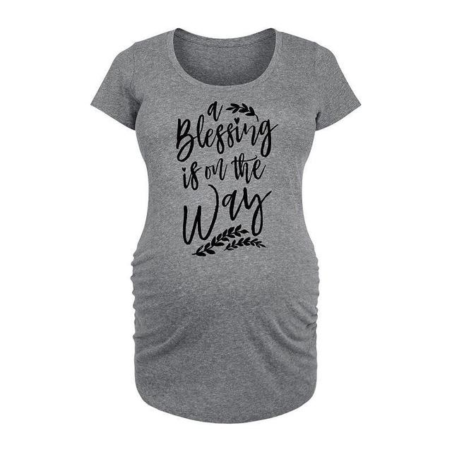 Maternity A Blessing Is On The Way Graphic Tee, Womens Grey Gray Product Image