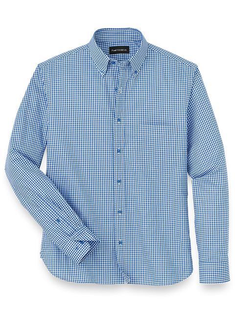 Cotton Gingham Casual Shirt - Blue Product Image