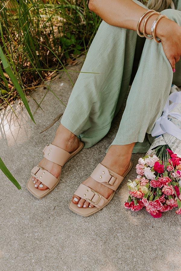 The Bella Faux Leather Sandal In Iced Latte Product Image