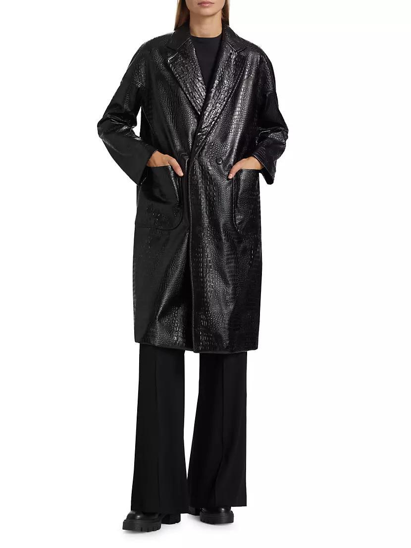 Faux Croc Leather Coat Product Image