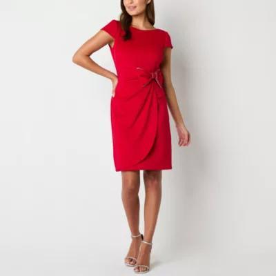 Jessica Howard Womens Bow Short Sleeve Sheath Dress Product Image