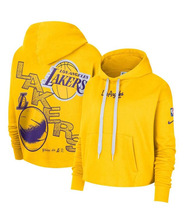 Womens Nike Gold Los Angeles Lakers Courtside Team Cropped Pullover Hoodie Product Image