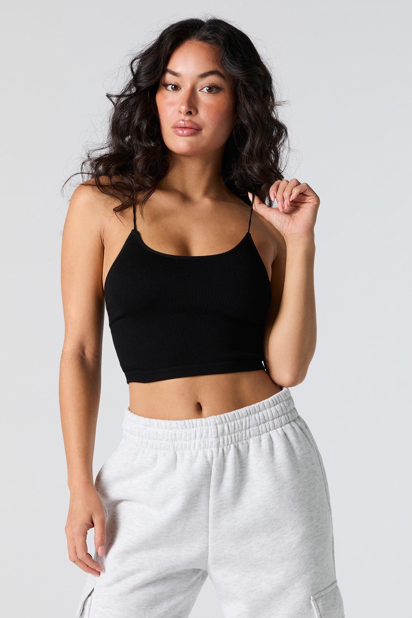 Seamless Ribbed Cropped Bungee Cami Female Product Image