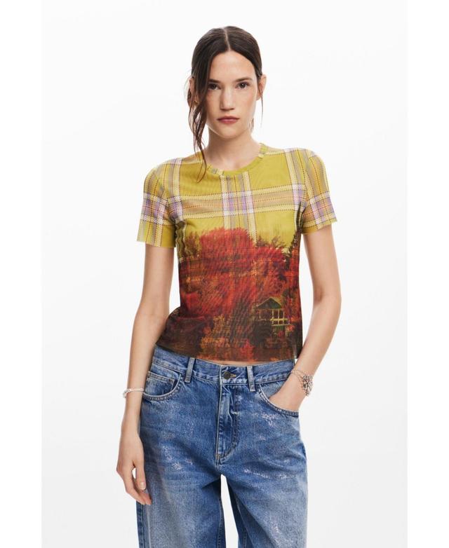 Desigual Womens Printed tulle T-shirt Product Image