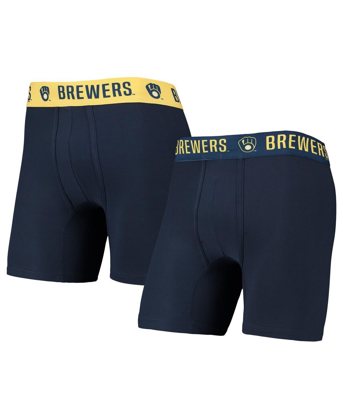 Mens Concepts Sport /Gold Milwaukee Brewers Two-Pack Flagship Boxer Briefs Set Blue Product Image