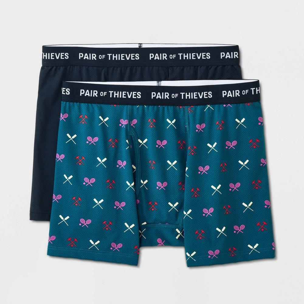 Pair of Thieves Mens Super Fit Tennis Boxer Briefs 2pk - Green/Black S Product Image