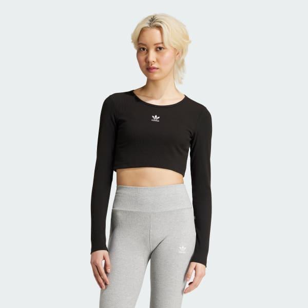 Essentials Ribbed Crop Long Sleeve Tee Product Image