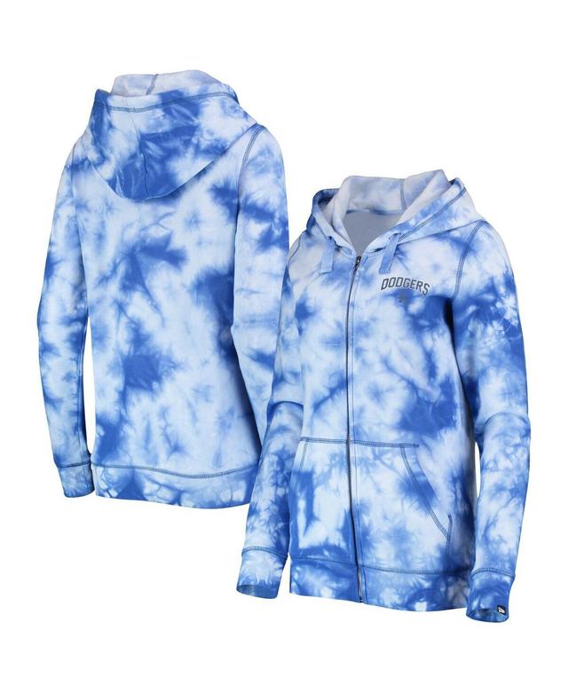 Womens New Era Royal Los Angeles Dodgers Tie-Dye Full-Zip Hoodie Product Image