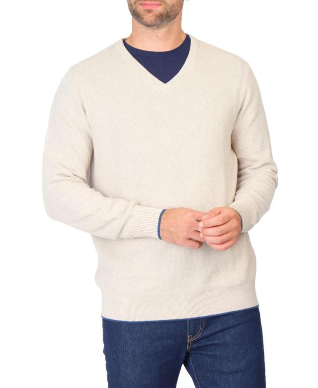 Tailorbyrd Mens Textured Waffle V-Neck Sweater Product Image