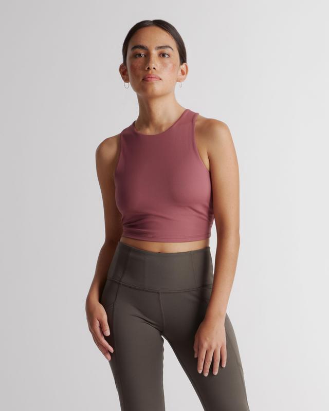 Womens Ultra-Soft High-Neck Cropped Tank in Rose, Size XS, 100% Polyester by Quince Product Image