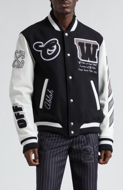 Mens Wool & Leather Patchwork Varsity Jacket Product Image