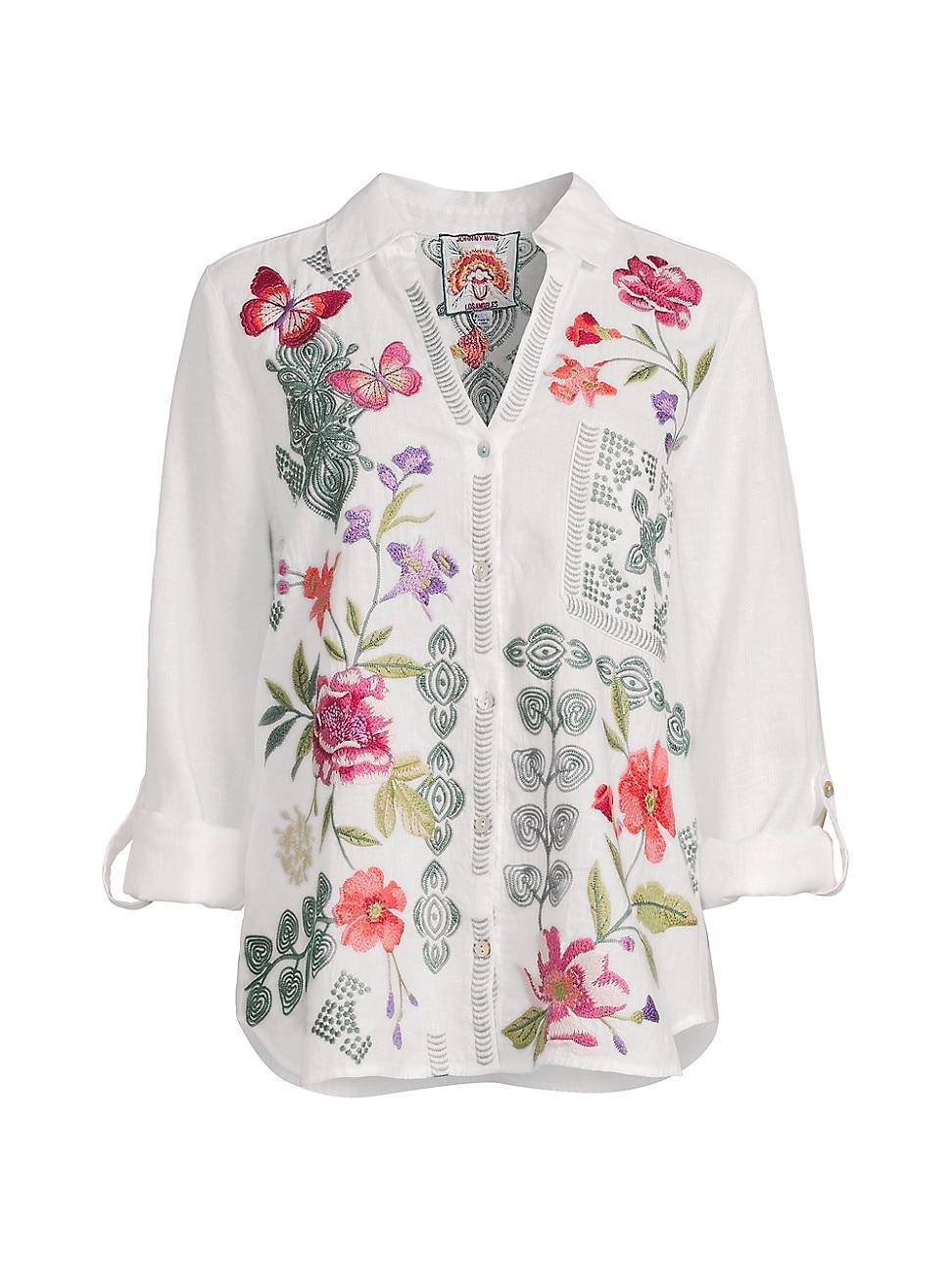 Womens Dacie Embroidered Linen Shirt Product Image