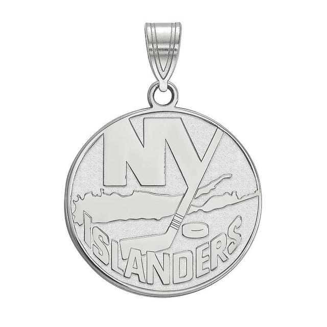 LogoArt New York Islanders 10k Gold Large Logo Pendant, Womens 10k White Gold Product Image