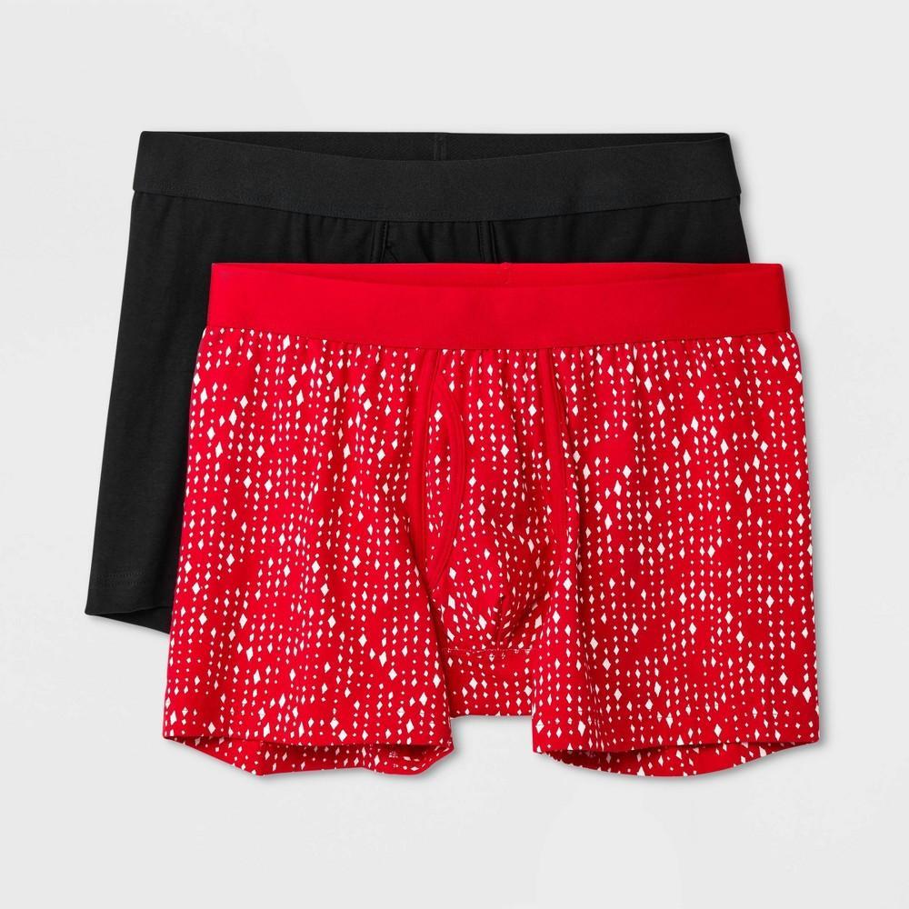 Mens Diamond Print Boxer Briefs 2pk - Goodfellow & Co Red Product Image