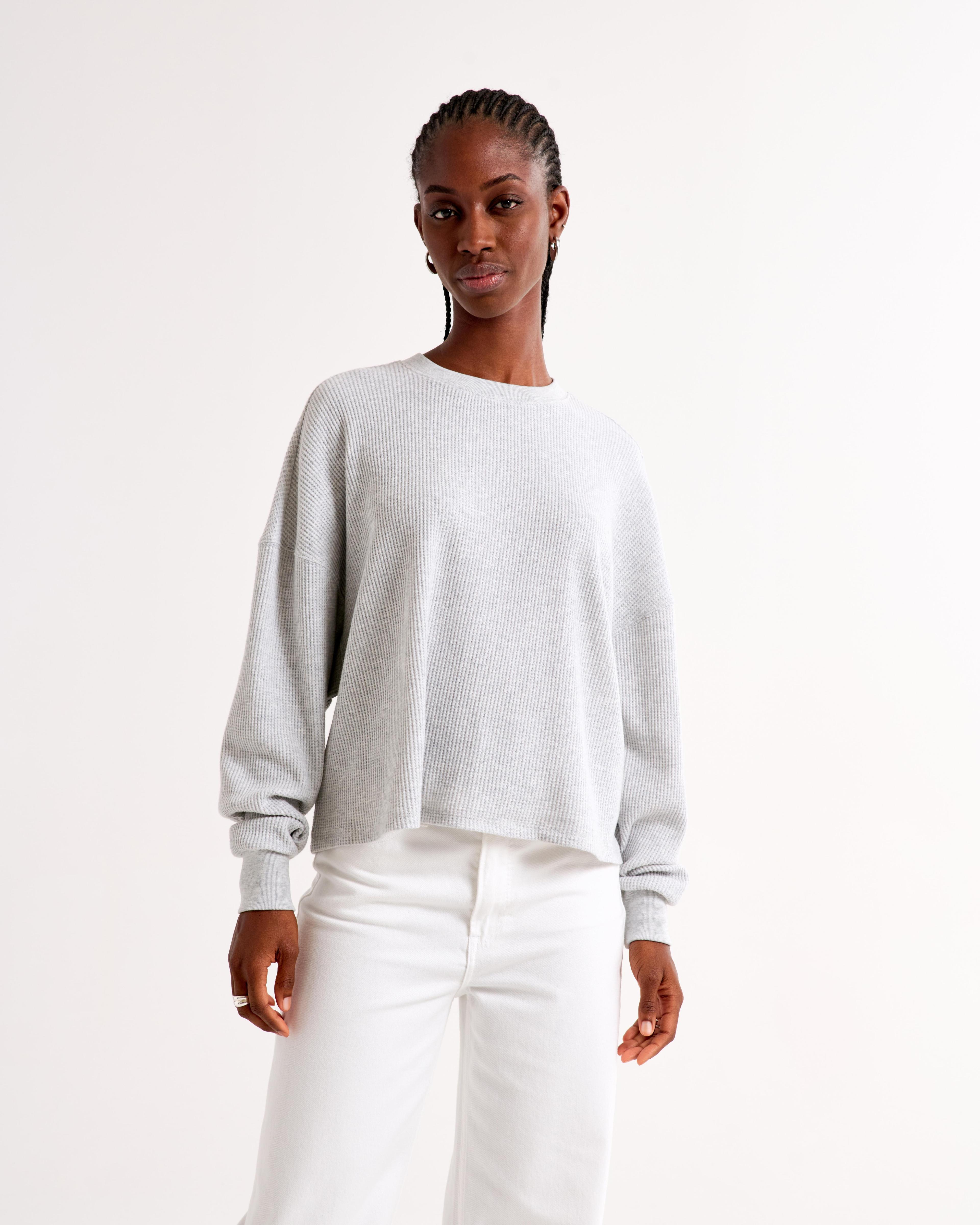 Long-Sleeve Oversized Dolman Waffle Tee Product Image